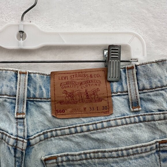 Vintage Levis 560 Jeans Men 33x30 (32x29) Blue Loose Fit Tapered Leg Made In USA - Picture 11 of 13